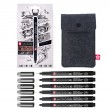 Pisaki Pigma Micron Black Edition Sakura, 6 sztuk