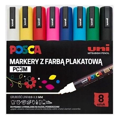 Zestaw pisaków Uni Posca 3M, 8 kolorów