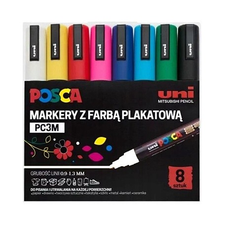 Zestaw pisaków Uni Posca 3M, 8 kolorów