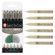 Pisaki Pigma Micron 01 Basic Colors, 6 szt.