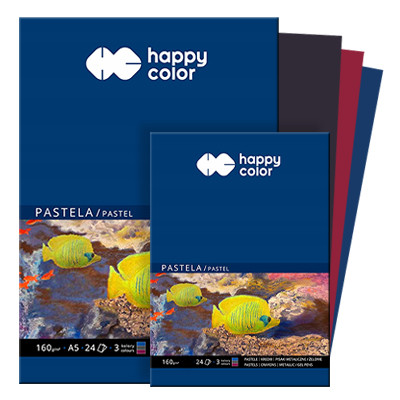 Blok do pasteli Happy Color A5, 24 ark., 160 g/m², 3 kolory