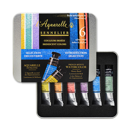 Metaliczne farby akwarelowe L'Aquarelle Sennelier, 6 x 10 ml