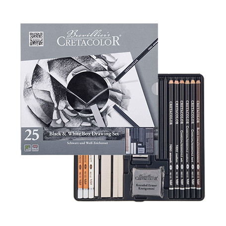 Zestaw Black & White Box Drawing Set Cretacolor, 25 elem.