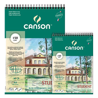 Blok rysunkowy na spirali Canson Student, 30 ark. A3, 150g
