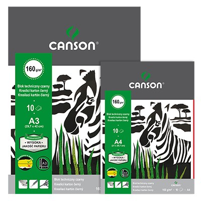 Blok techniczny czarny A3 Canson, 10 kartek 160g