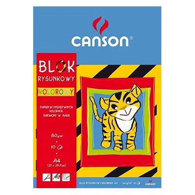 Blok rysunkowy kolorowy, Canson,  10 ark. A4, 70g