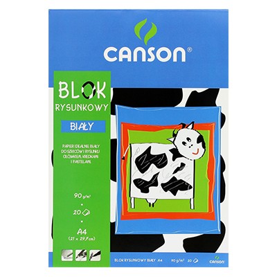 Blok rysunkowy biały, Canson,  20ark. A4, 90g