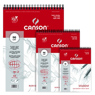 Blok szkicowy na spirali Canson Student,  50 ark. A3, 90g