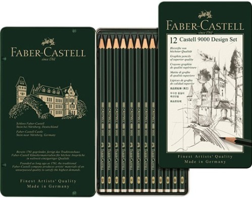 Ołówki rysunkowe Castell 9000 Design, Faber-Castell, 12 sztuk