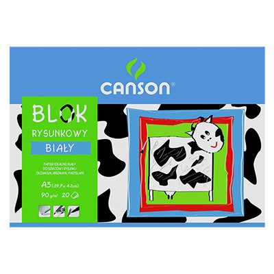 Blok rysunkowy biały, Canson, 20ark. A3, 90g
