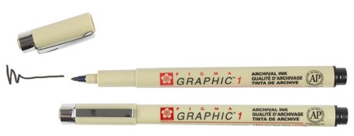 1 Black, pisak Pigma Graphic, Sakura, końcówka 1mm (okrągła)