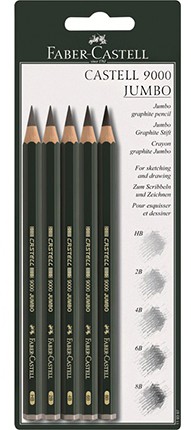 Ołówki rysunkowe Castell 9000 Jumbo, Faber-Castell, 5 sztuk
