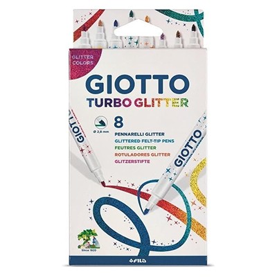 Pisaki metaliczne Giotto Turbo Glitter, 8 kol.