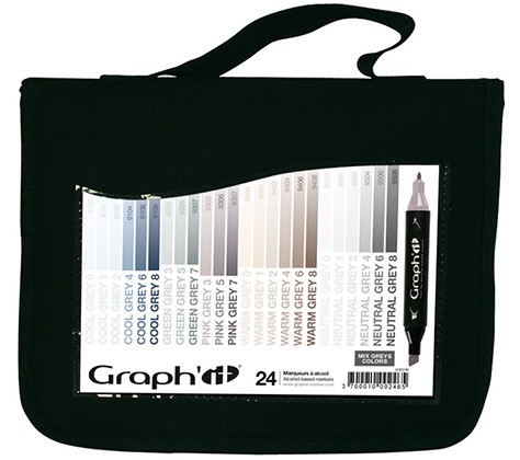 Mix Greys, zestaw markerów Graph'it, 24 kolory