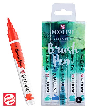 Green Blue, Ecoline Brush Pen, Talens, 5 kol.