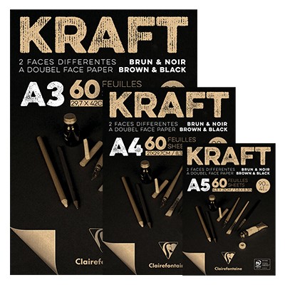Szaro-czarny blok Kraft, A4, 90g, 60 ark.