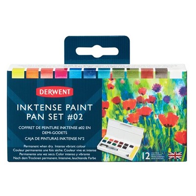 Inktense Paint pan set nr 2,  Derwent, 12 kol.