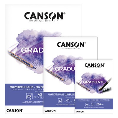 Blok Canson Graduate Mixed Media, A4, 200 g, 20 ark.