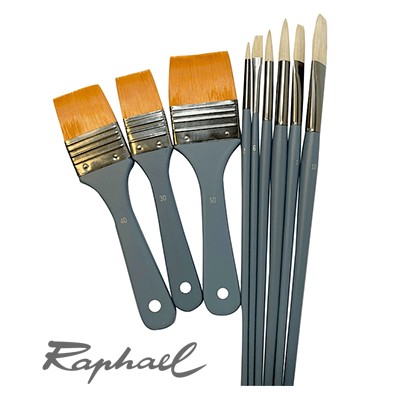 Zestaw pędzli do farb olejnych, Raphael, 9 szt.