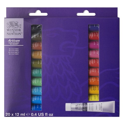 Farby olejne wodorozcieńczalne Artisan W&amp;N, 20 x 12 ml