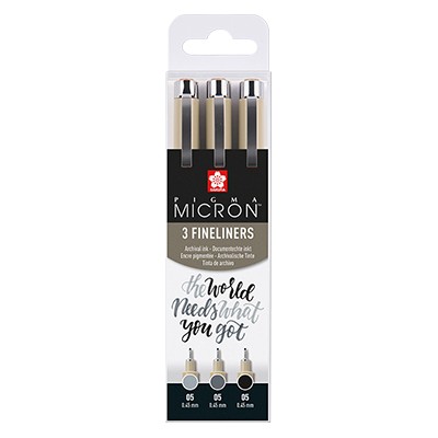 Pisaki Pigma Micron Sakura, szarości, 3 sztuki