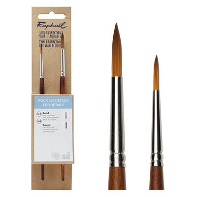 Zestaw pędzli okrągłych Precision Raphael, 2 sztuki