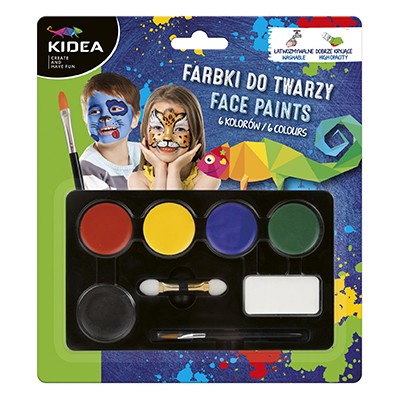 Farby do malowania twarzy Kidea, 6 kolorów