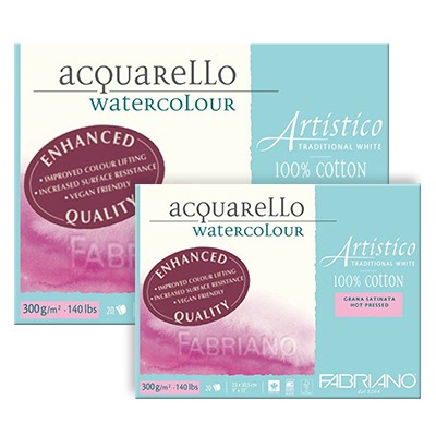 Fabriano Artistico T/W, satynowy blok 23 x 30,5 cm, 20 ark, 300 g