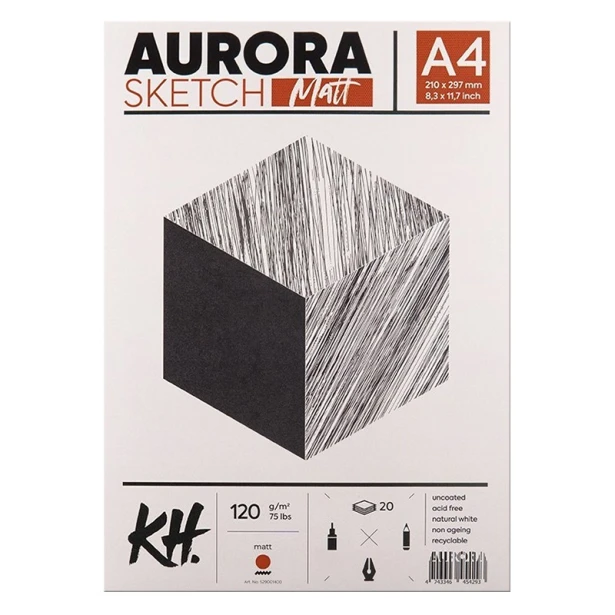 Blok szkicowy Sketch Matt Aurora, A4, 20 ark.