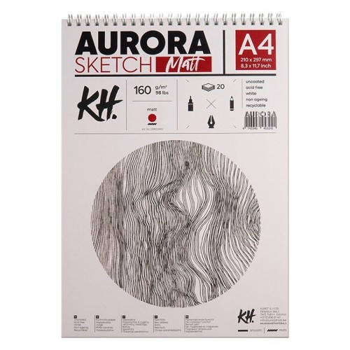 Blok na spirali Sketch Matt Aurora, A4, 160 g/m²