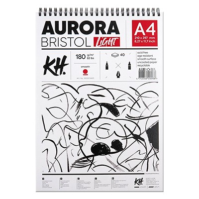 Blok na spirali Bristol Light Aurora A4, 180 g/m², 40 ark.