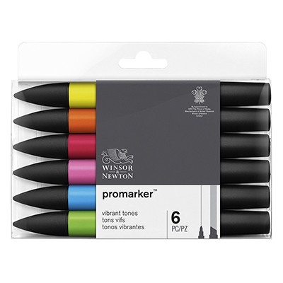Vibrant tones, zestaw pisaków Promarker W&amp;N, 6 sztuk