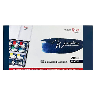 Akwarele w kostkach Classic Rosa Gallery, 28 kol. metalowe etui