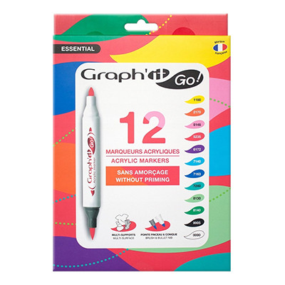 Essential, zestaw pisaków akrylowych Graph'it GO! 12 kol.