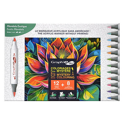 Mystery Colouring, pisaki akrylowe Graph'it GO!, 12 kol.