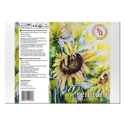 Papier do akwareli Premium A4, 280 g/m², 10 ark.