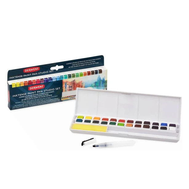 Inktense paint pan Studio Set Derwent, 24 kol.