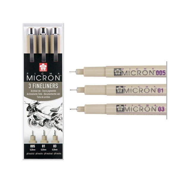Set of 3 Design, pisaki precyzyjne Pigma Micron, Sakura, 3szt