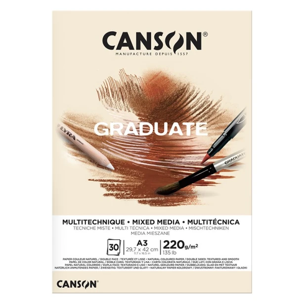 Blok Canson Graduate Natural A3, 220 g, 30 ark.