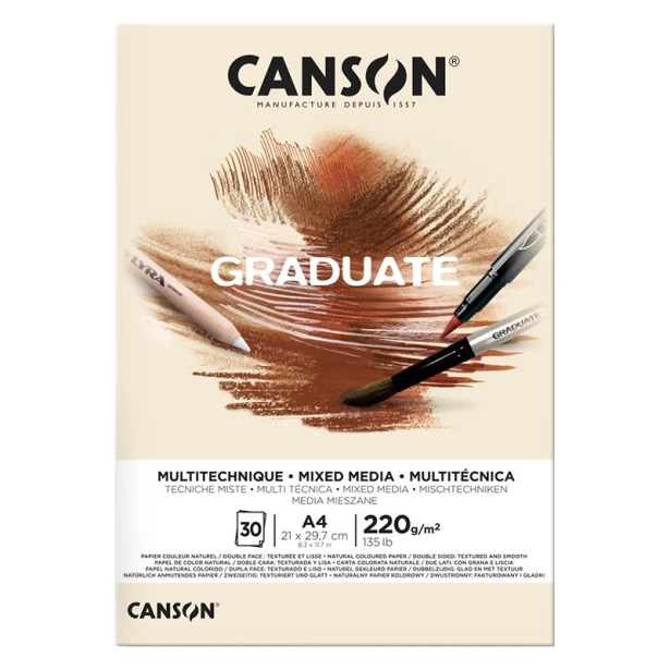 Blok Canson Graduate Natural A4, 220 g, 30 ark.