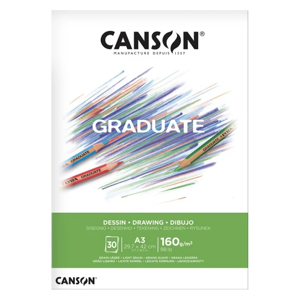 Blok Canson Graduate Drawing A3, 160 g, 30 ark.