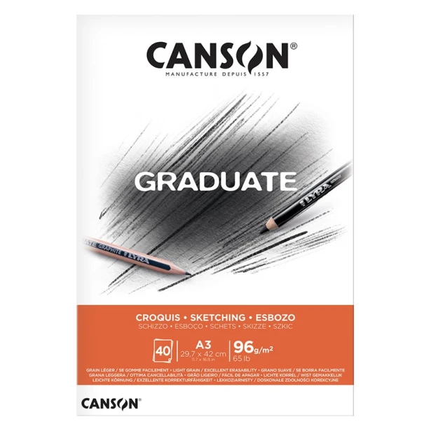 Blok Canson Graduate Sketching A3, 96 g, 40 ark.