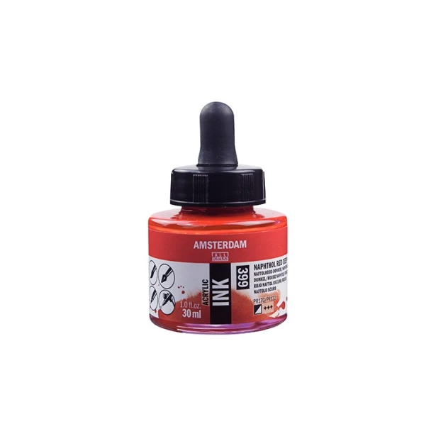399 Naphthol Red Deep, tusz akrylowy Amsterdam, 30 ml
