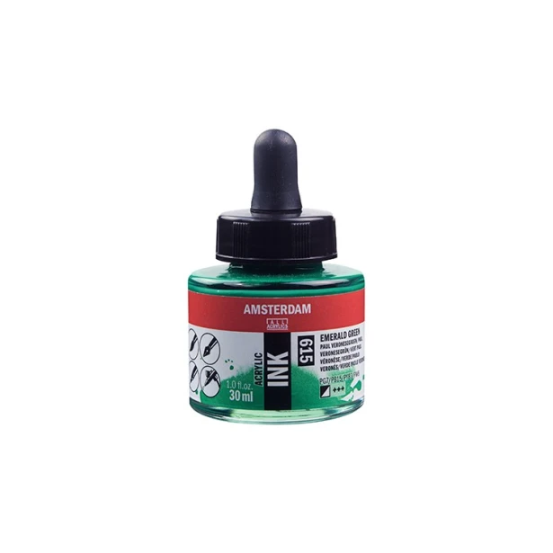 615 Emerald Green, tusz akrylowy Amsterdam, 30 ml