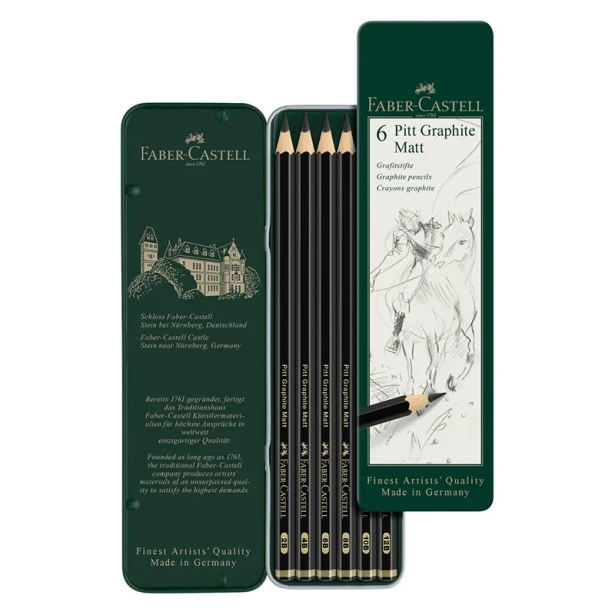 Ołówki grafitowe Pitt Graphite Matt, Faber-Castell, 6 szt.