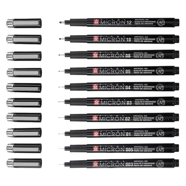 Pisaki Pigma Micron Black Edition Sakura, 10 sztuk