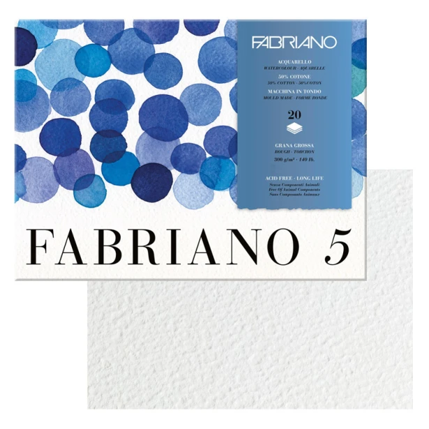 Blok akwarelowy Fabriano 5 gruboziarnisty 300g/m², 20 ark. 26 x 36 cm