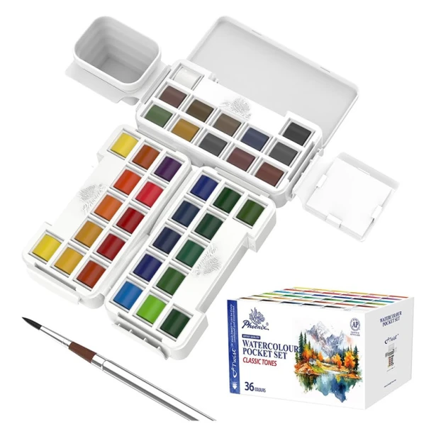 Farby akwarelowe Pocket Set Phoenix, 36 półkostek
