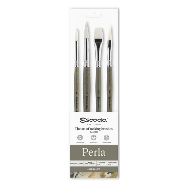Perla, zestaw pędzli syntetycznych Escoda, 4 sztuki